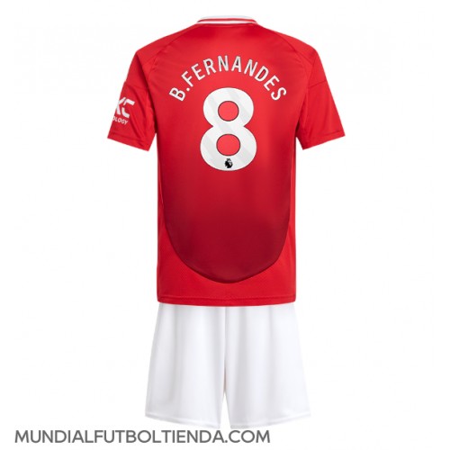 Camiseta Manchester United Bruno Fernandes #8 Primera Equipación Replica 2024-25 para niños mangas cortas (+ Pantalones cortos)